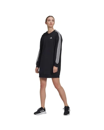Rochie sport dama, adidas, 3-Stripes, croiala lejera, bumbac, negru,