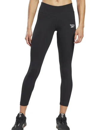 Colanti crop cu talie medie, pentru fitness Identity, Negru