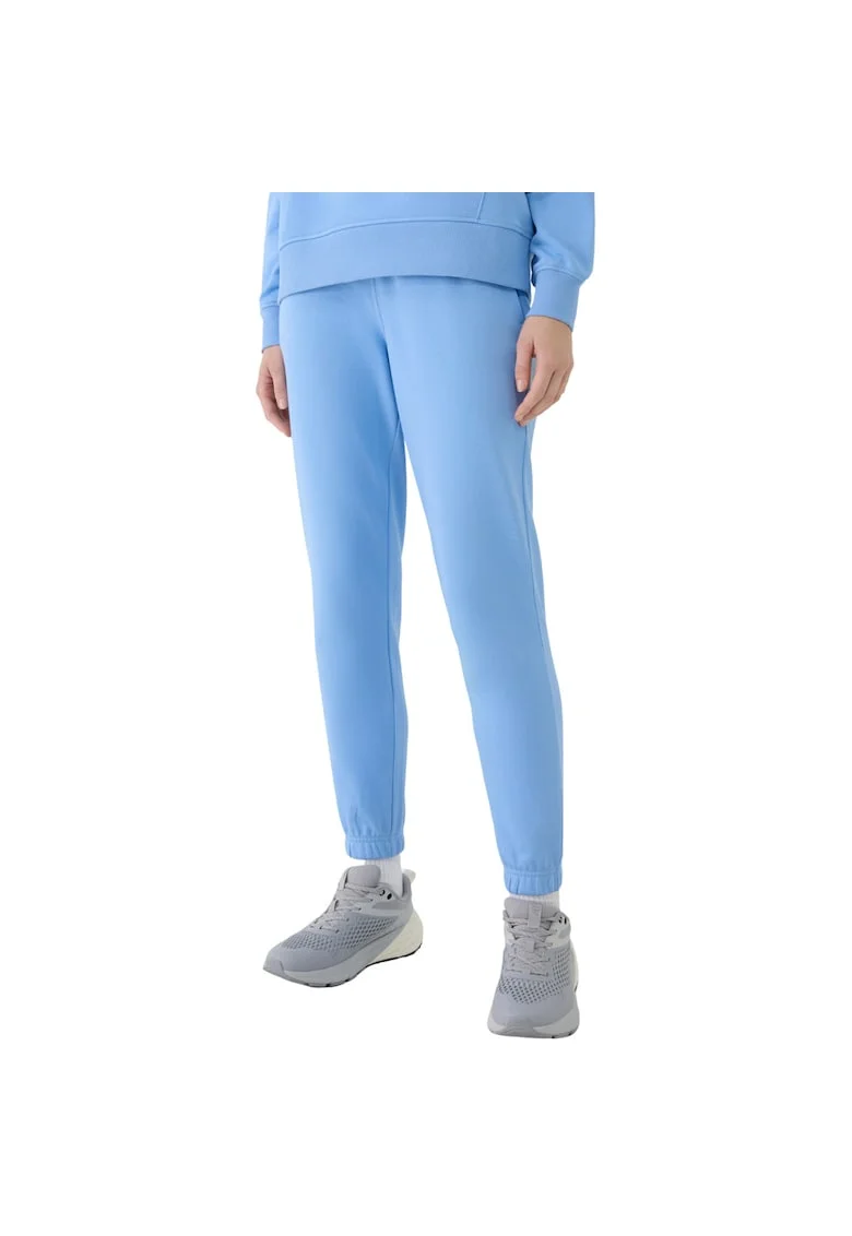Pantaloni sport dama  CAS F1138, albastru deschis, bumbac si poliester, croiala regulata,