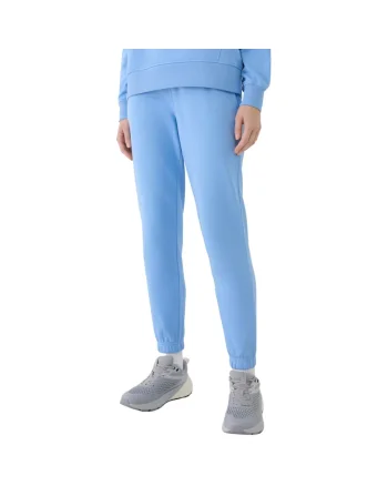 Pantaloni sport dama  CAS F1138, albastru deschis, bumbac si poliester, croiala regulata,