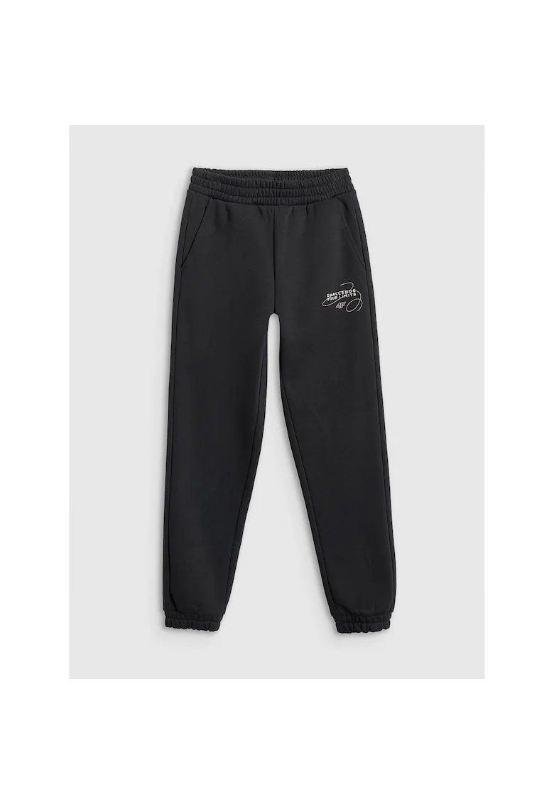 Pantaloni sport fete,  din bumbac/poliester, negri