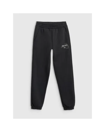 Pantaloni sport fete,  din bumbac/poliester, negri