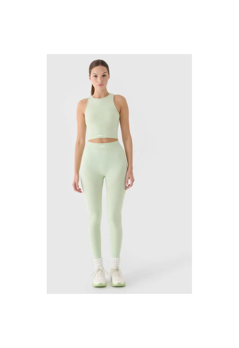 Colanti sport dama  talie inalta, sintetic/elastan, turcoaz, elastic, fara buzunare