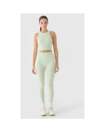 Colanti sport dama  talie inalta, sintetic/elastan, turcoaz, elastic, fara buzunare