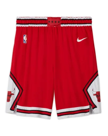 Pantaloni scurti cu talie elastica pentru baschet Chicago Bulls, Rosu/Alb