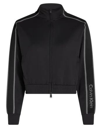 Bluza de trening cu fermoar si logo pentru fitness, Negru