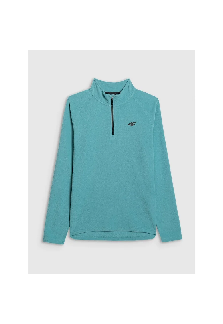 Bluza sport termoactiva barbati,  poliester, guler inalt, slim fit, tehnologie 4FWarm, turcoaz, Albastru