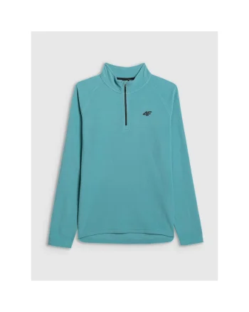 Bluza sport termoactiva barbati,  poliester, guler inalt, slim fit, tehnologie 4FWarm, turcoaz, Albastru