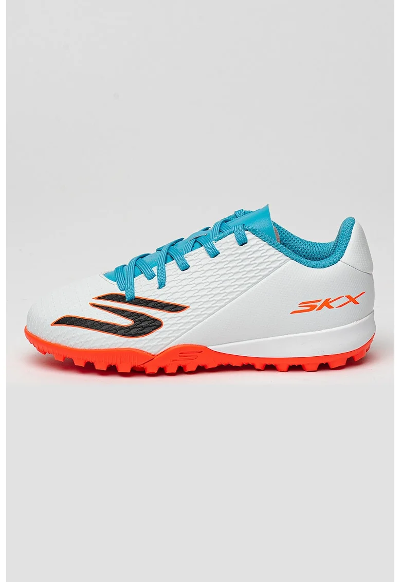 Pantofi SKX 2 Jr cu logo pentru fotbal, Alb/Albastru deschis