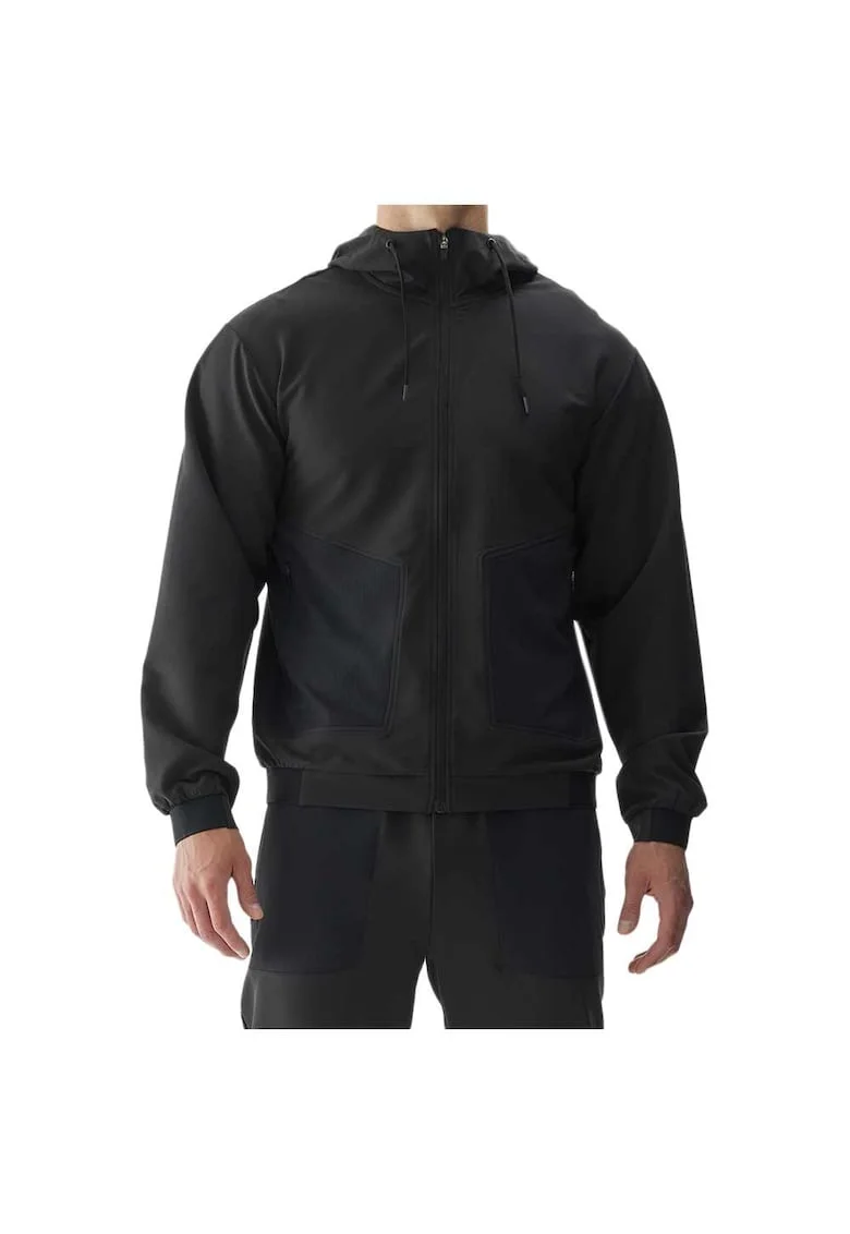 Jacheta barbateasca  casual, gluga ajustabila, neagra, poliester