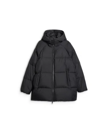 Geaca de puf  pentru femei, neagra, umplutura naturala, croiala oversized