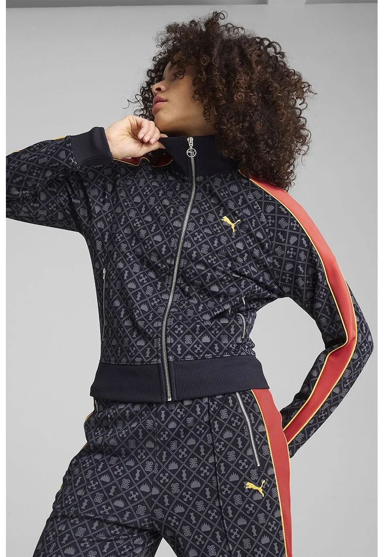 Jacheta sport cu model logo, Albastru ultramarin/Portocaliu mandarina