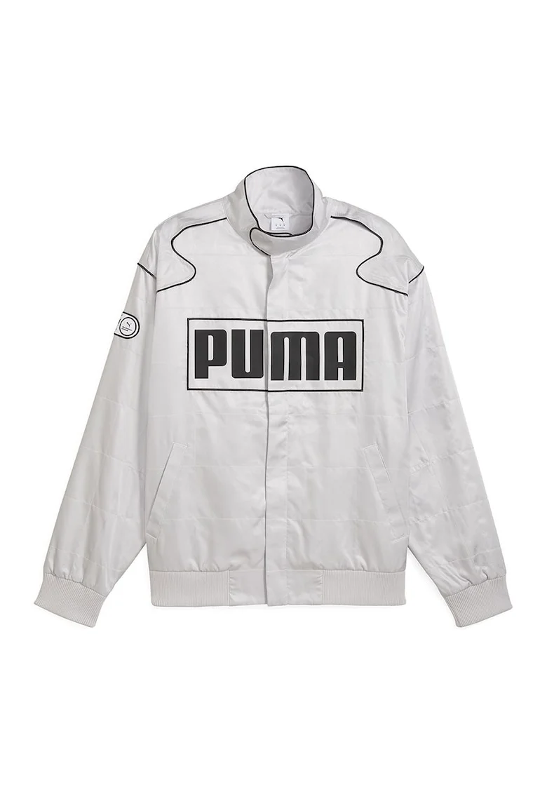 Jacheta supradimensionata unisex cu logo, Negru/Alb murdar