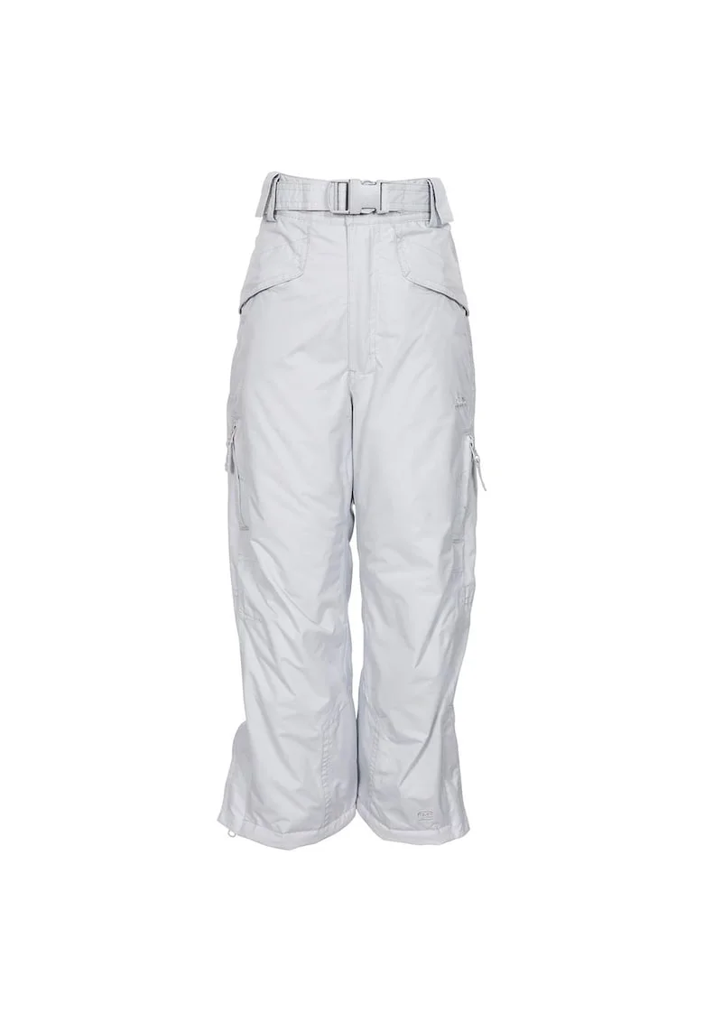 Pantaloni sport copii  impermeabili 5000mm, izolatie Coldheat, bretele detasabile, alb