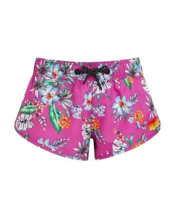 Costum de baie femei Superdry Surf, roz, cu imprimeu floral,