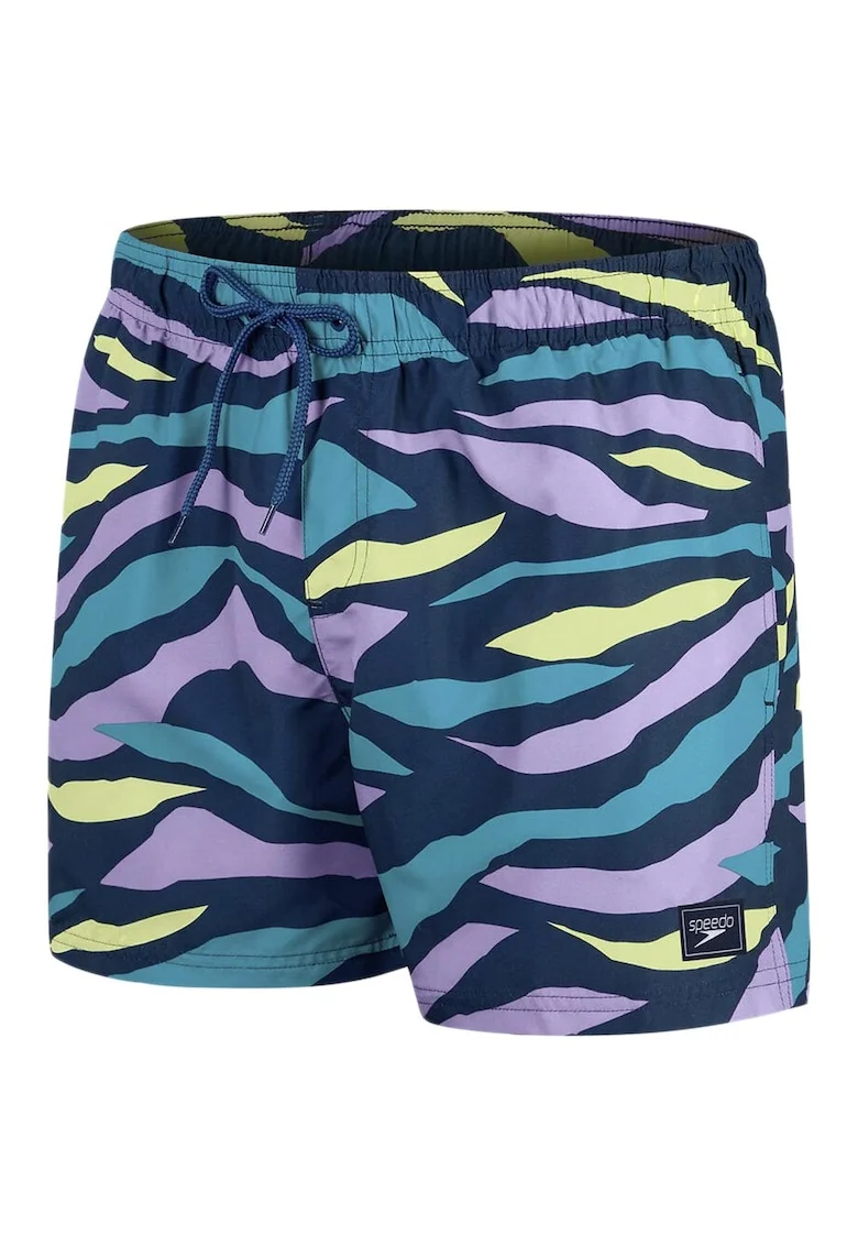 Pantaloni scurti de apa  pentru barbati, cu imprimeu, 14", poliester, multicolor