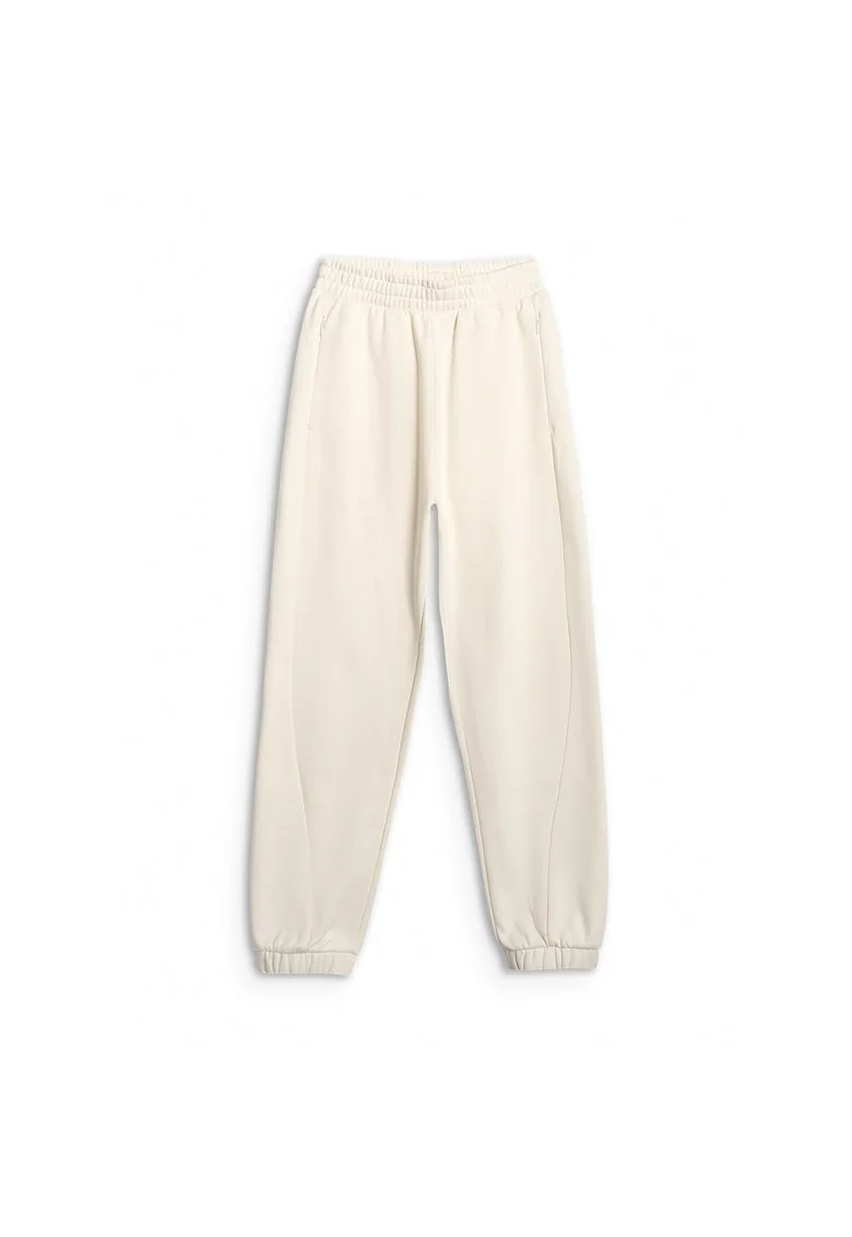 Pantaloni Jogger  Bumbac, Alb ecru, Alb ecru
