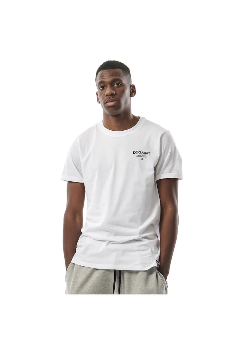 Tricou sport barbatesc  croiala dreapta, imprimeu logo, alb, bumbac