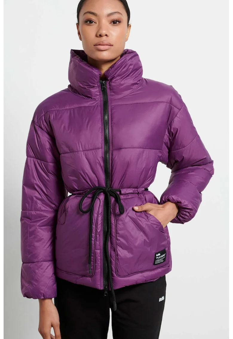 Geaca  dama Puffer, doua buzunare, mov, sintetic