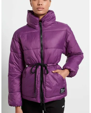 Geaca  dama Puffer, doua buzunare, mov, sintetic