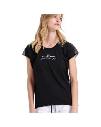 Tricou sport dama  1212-907528, cu plasa la spate, bumbac, negru