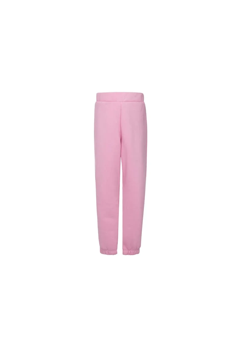 Pantaloni sport  pentru fete, jogger, talie inalta, interior fleece, bumbac, roz