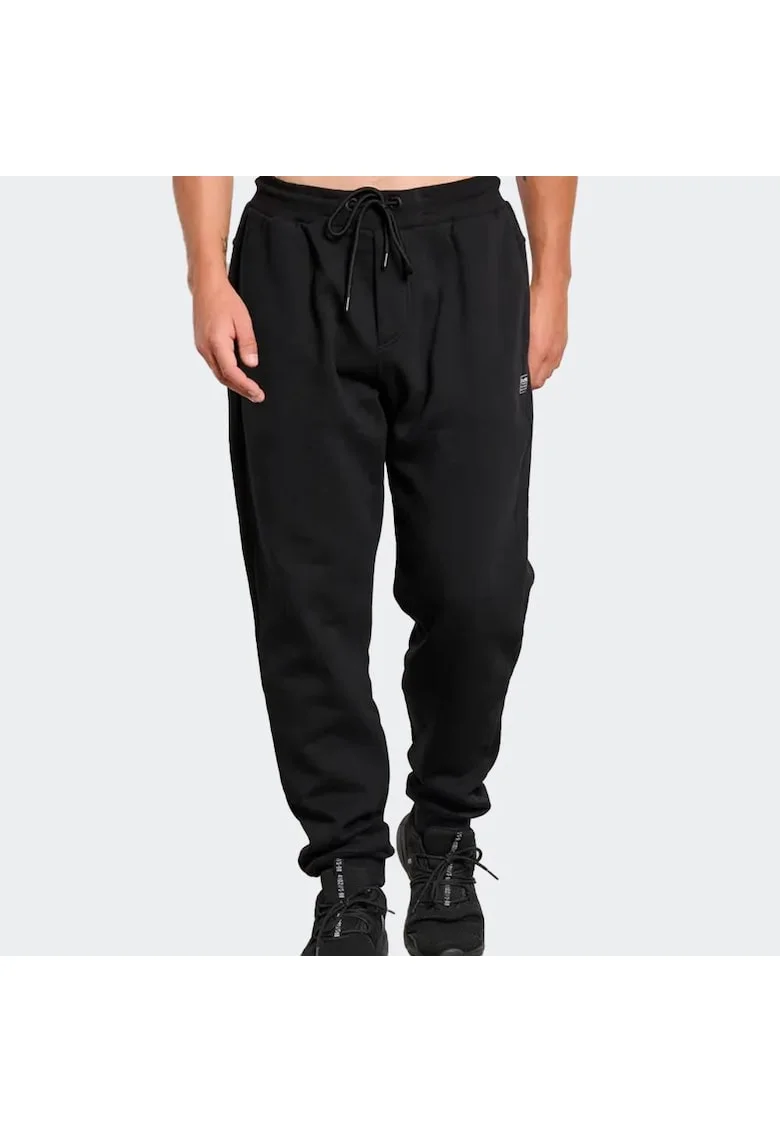 Pantaloni sport barbati  negru, poliester/bumbac, talie elastica,