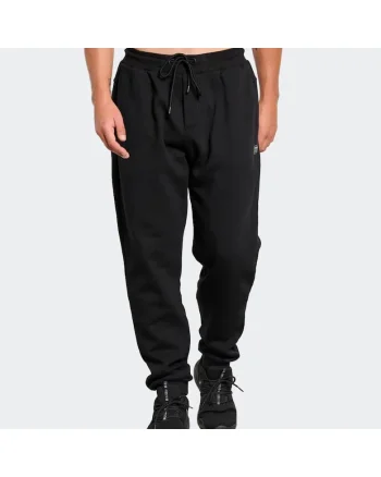 Pantaloni sport barbati  negru, poliester/bumbac, talie elastica,