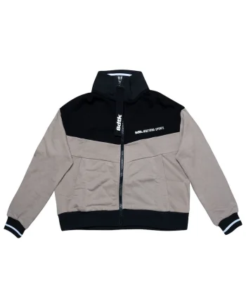 Bluza sport  guler inalt, gri/negru, bumbac/poliester