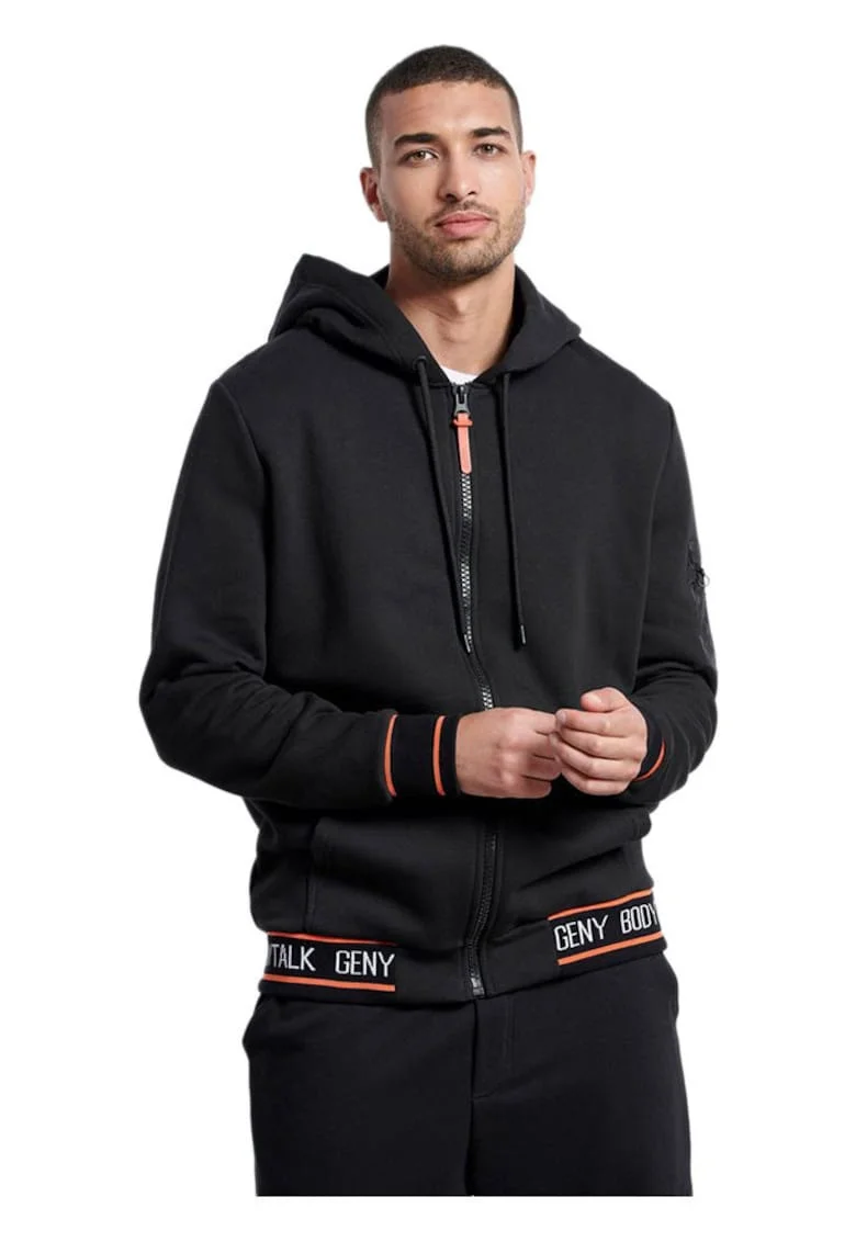 Geaca  barbati, model 1222-956722, fleece interior, doua buzunare, neagra, bumbac/poliester, Negru