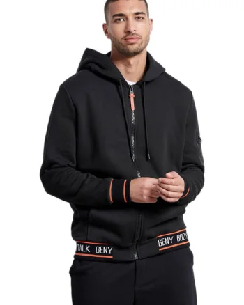 Geaca  barbati, model 1222-956722, fleece interior, doua buzunare, neagra, bumbac/poliester, Negru