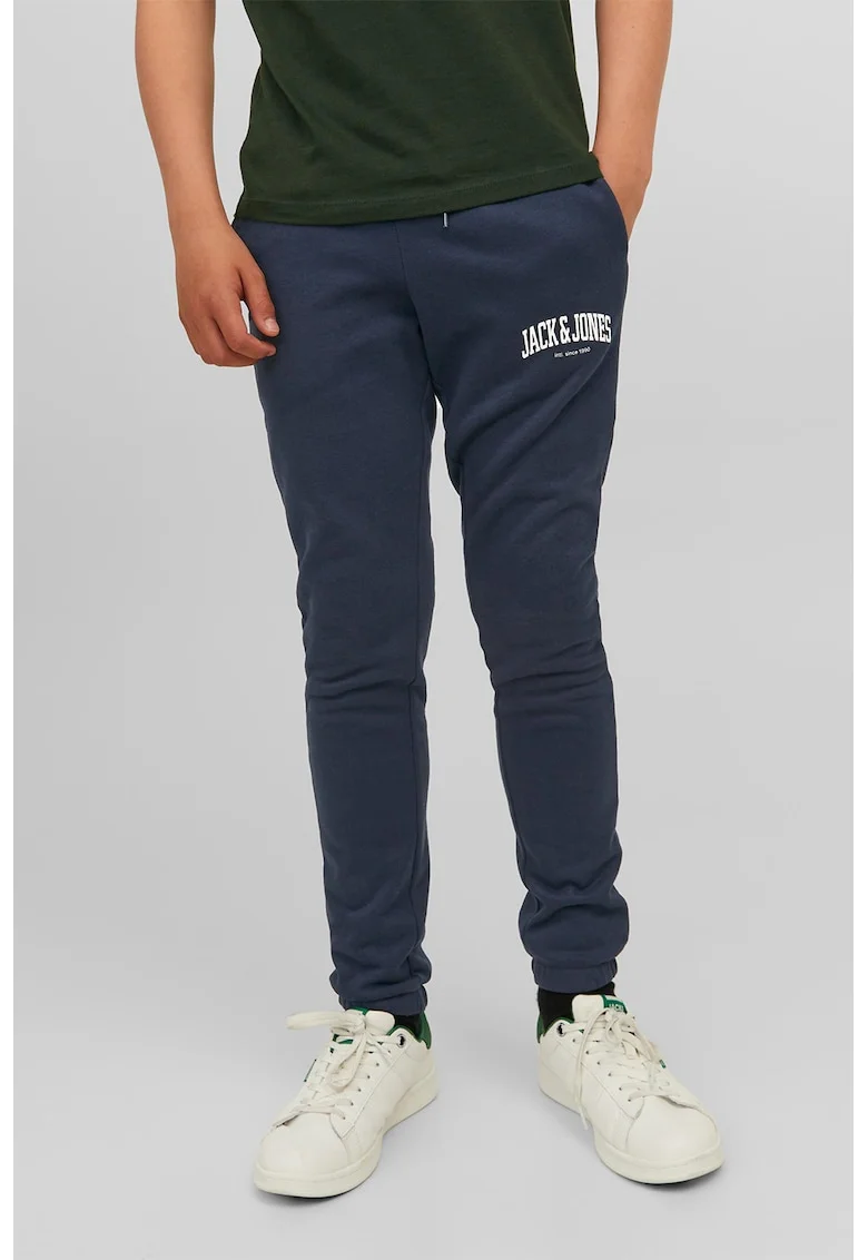 Pantaloni sport cu talie ajustabila, Alb/Bleumarin