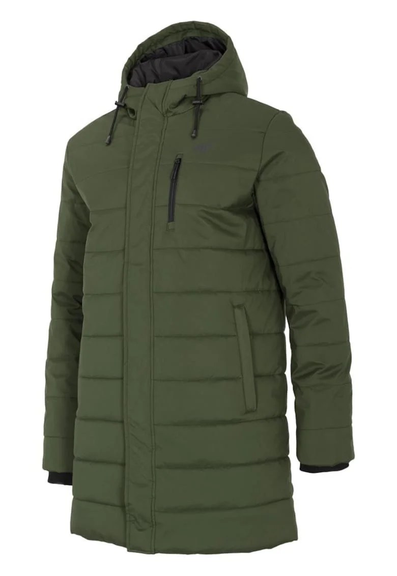 Jacheta barbateasca  impermeabila, cu gluga, 3 buzunare, verde, poliester