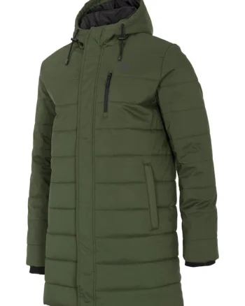 Jacheta barbateasca  impermeabila, cu gluga, 3 buzunare, verde, poliester