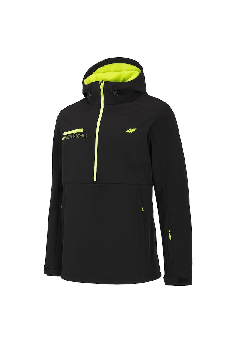 Jacheta sport  neagra, poliester, cu gluga ajustabila si 3 buzunare