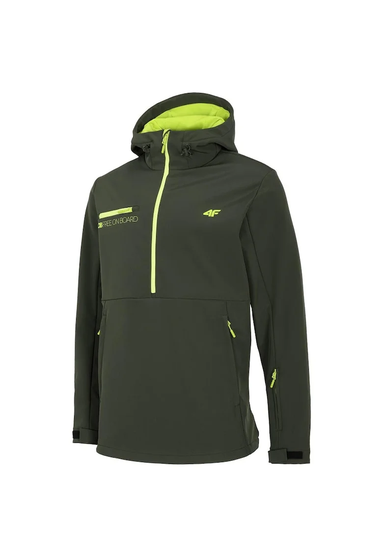 Geaca sport  model H4Z20-SFM001F, impermeabila, gluga ajustabila, 3 buzunare, kaki, poliester-elastan,