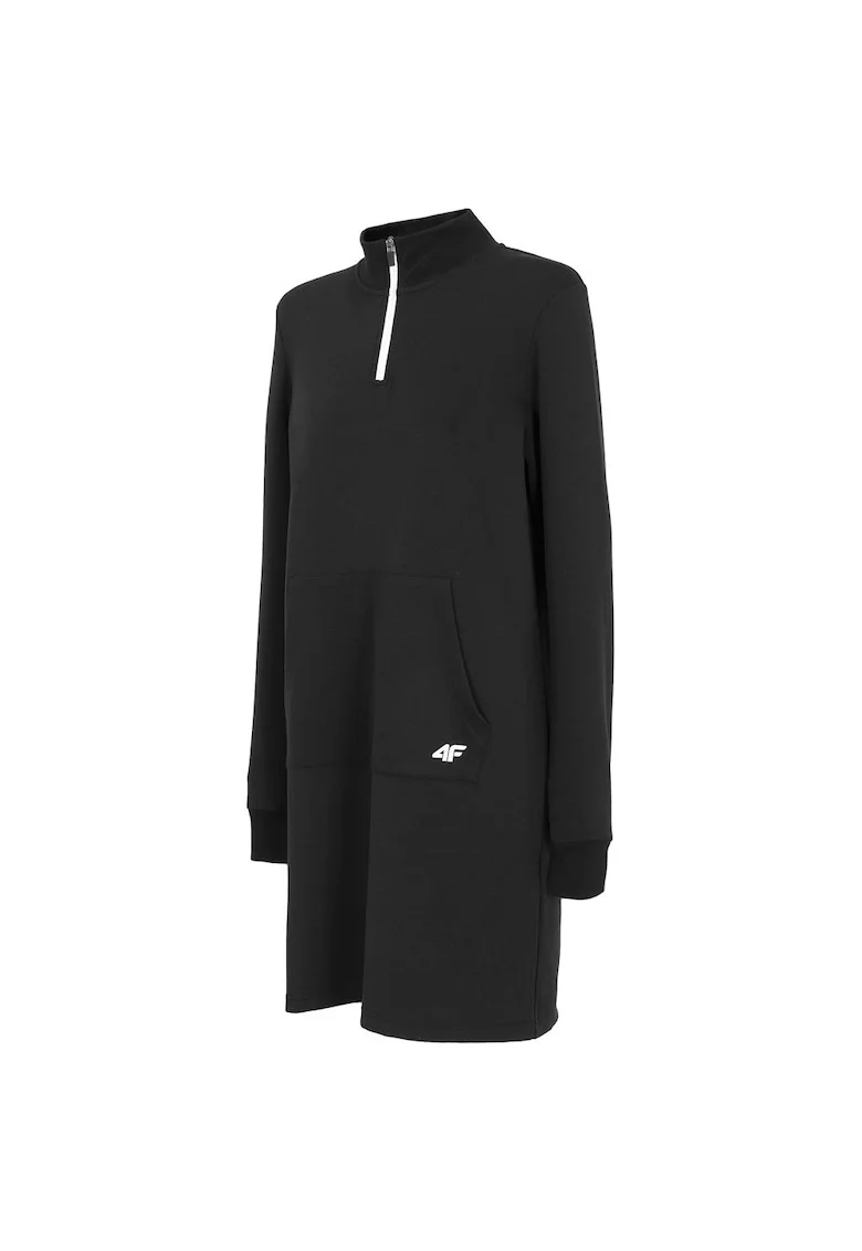 Rochie sport dama  buzunar cangur, poliester/viscoza/elastan, negru