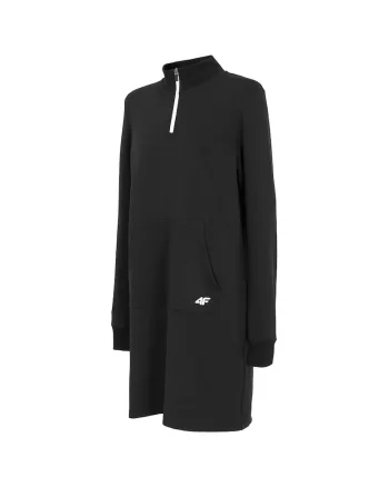Rochie sport dama  buzunar cangur, poliester/viscoza/elastan, negru