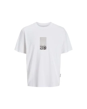 Tricou JACK &JONES Pacer Photo Branding 40365, Alb