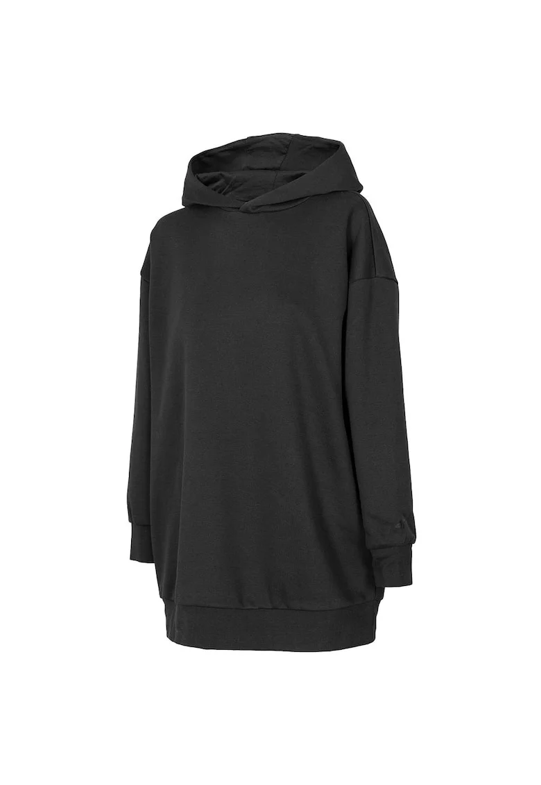 Hanorac sport dama  supradimensionat, gluga integrata, bumbac/poliester, negru
