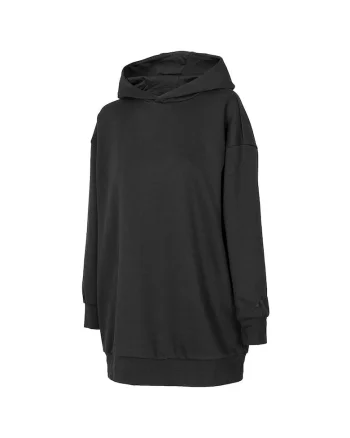 Hanorac sport dama  supradimensionat, gluga integrata, bumbac/poliester, negru