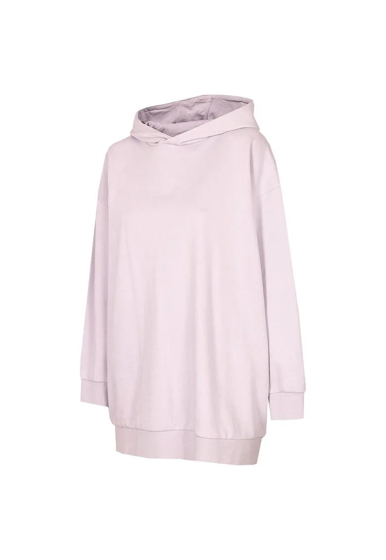 Hanorac sport dama  supradimensionat, cu gluga, buzunare laterale, roz, bumbac/poliester