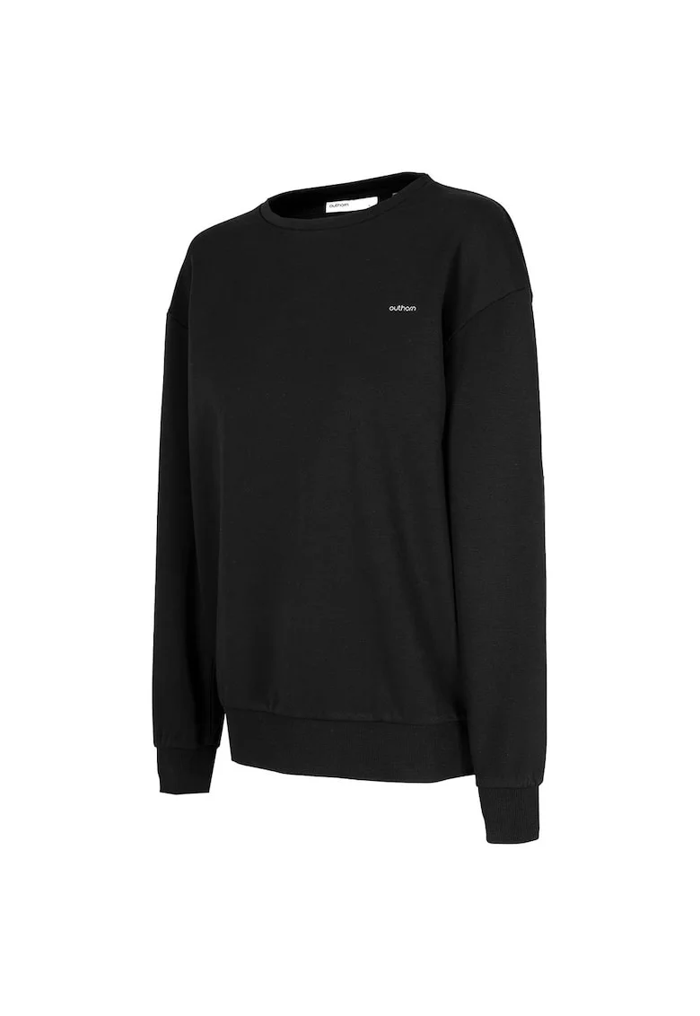 Hanorac sport dama  croiala regulata, umeri cazuti, bumbac/poliester, negru