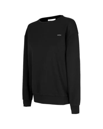 Hanorac sport dama  croiala regulata, umeri cazuti, bumbac/poliester, negru