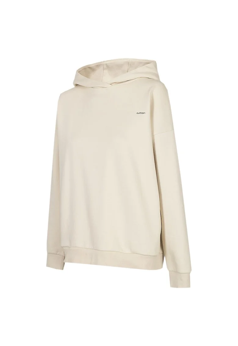 Hanorac sport dama  croiala regulata, gluga integrata, bumbac/poliester, bej