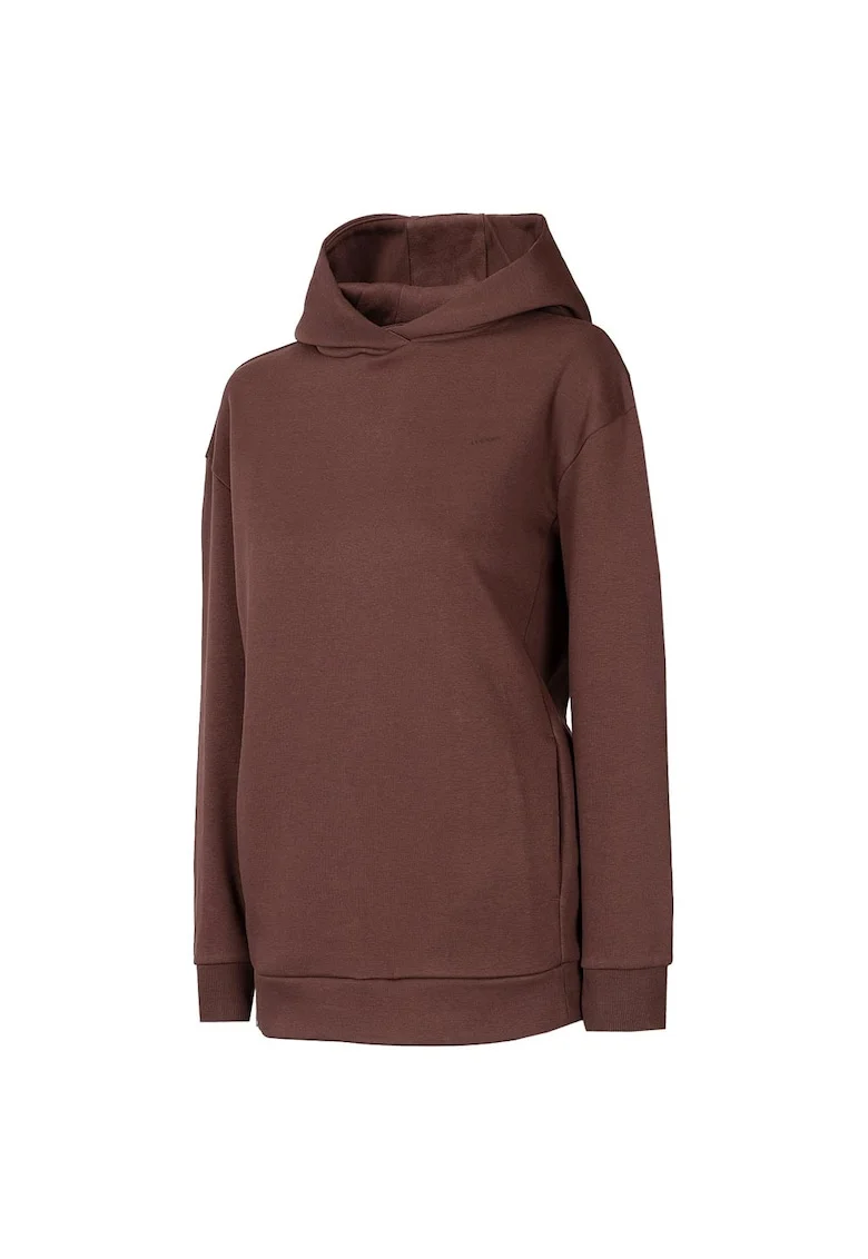Hanorac sport dama  croiala regulata, gluga integrata, bumbac/poliester, maro