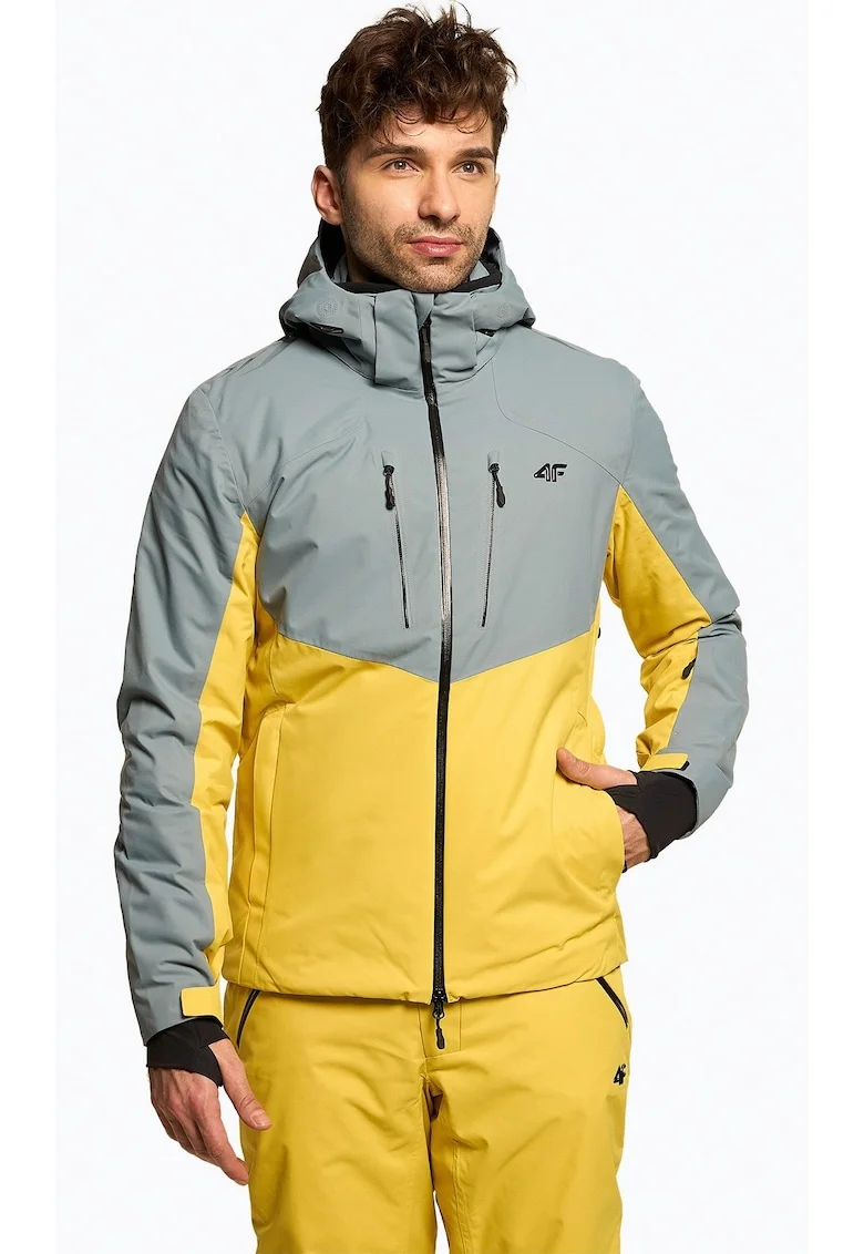 Geaca de ski barbati,  Poliester, Galben/Gri, Gri/Galben