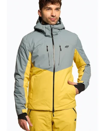 Geaca de ski barbati,  Poliester, Galben/Gri, Gri/Galben