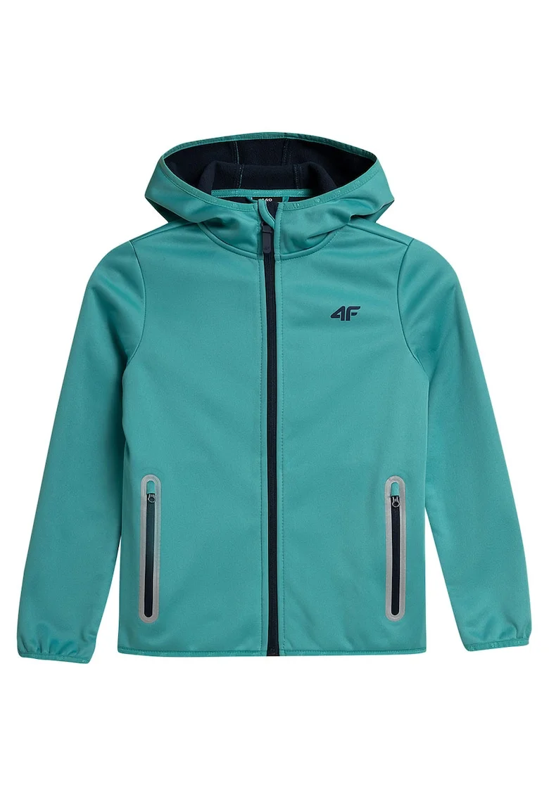 Jacheta sport  HJZ21-JSFD001, cu gluga, poliester, turcoaz,
