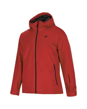 Geaca de ski  model H4Z21-KUMN001, gluga integrata, membrana respirabila, culoare rosie, 100% poliester